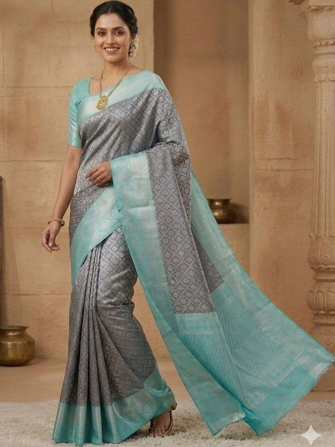 MARUTI VASTRAM Woven Design Zari Art Silk Banarasi Saree thumbnail 4