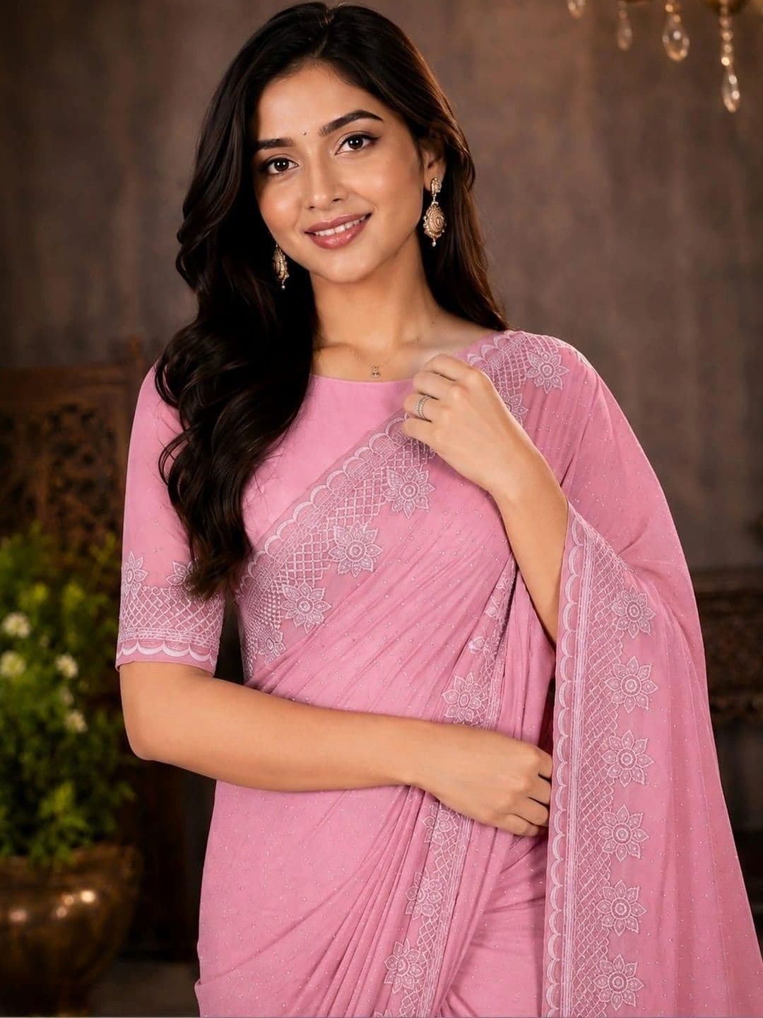 KALINI Floral Embroidered Silk Blend Bhagalpuri Saree thumbnail 4