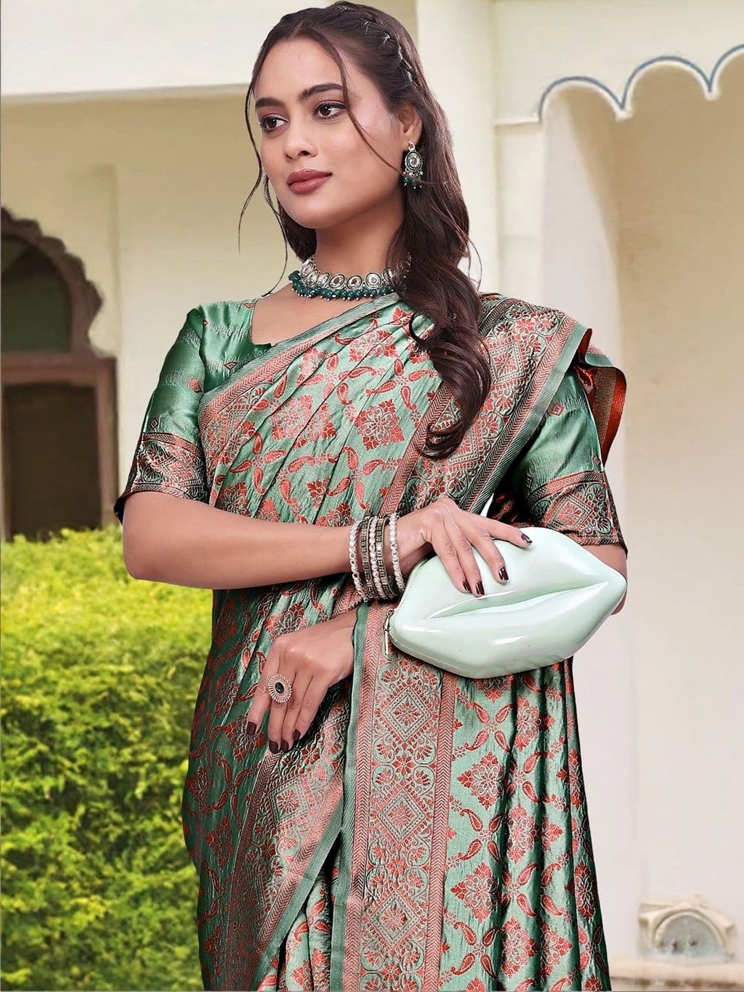 KALINI Floral Zari Silk Blend Saree thumbnail 6