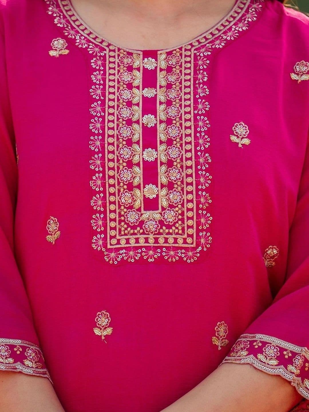 all about you Women Ethnic Motifs Embroidered Regular Kurta with Trousers & With Dupatta thumbnail 3