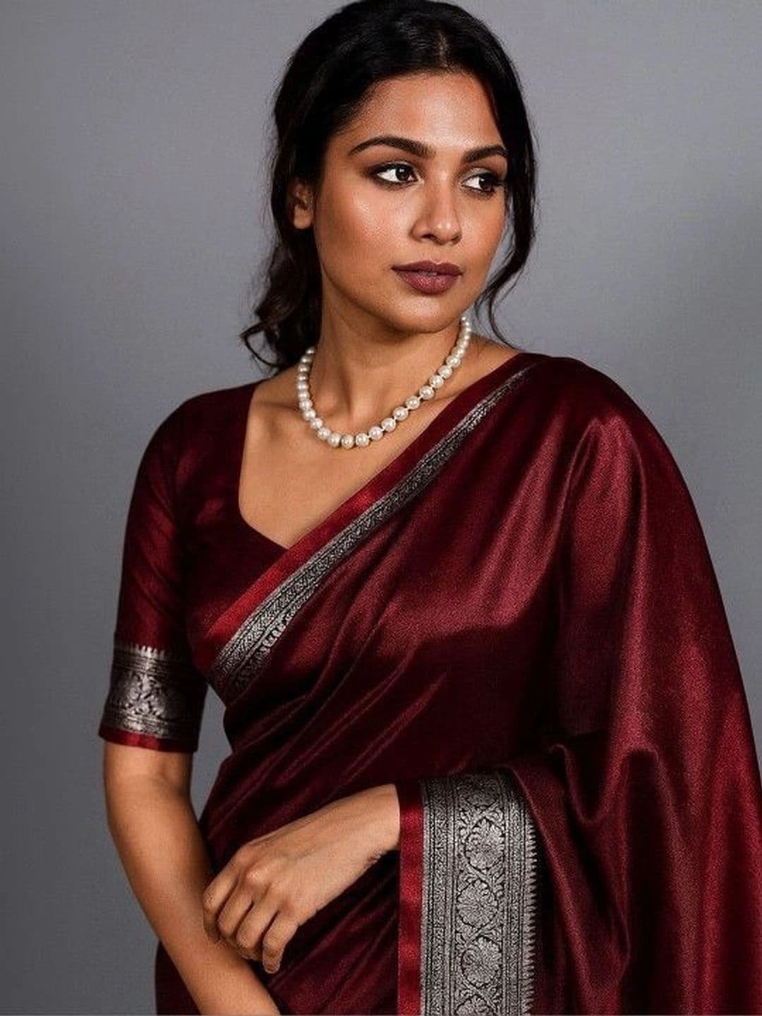EEFA FASHION Satin Banarasi Saree thumbnail 3
