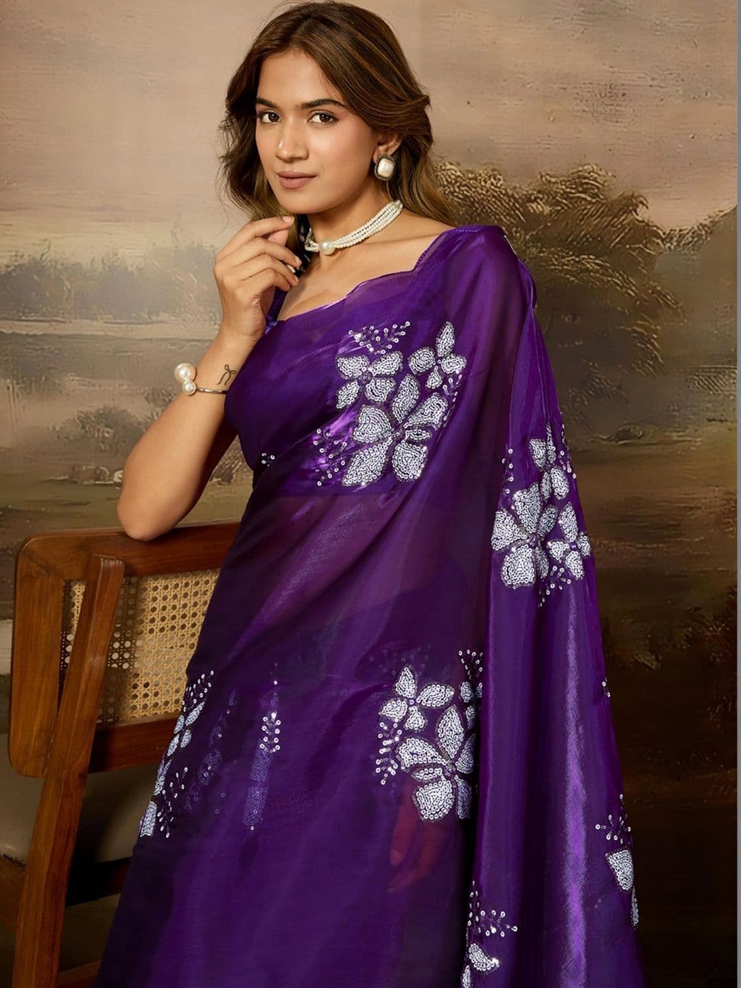 SZN Embellished Embroidered Art Silk Designer Saree thumbnail 4