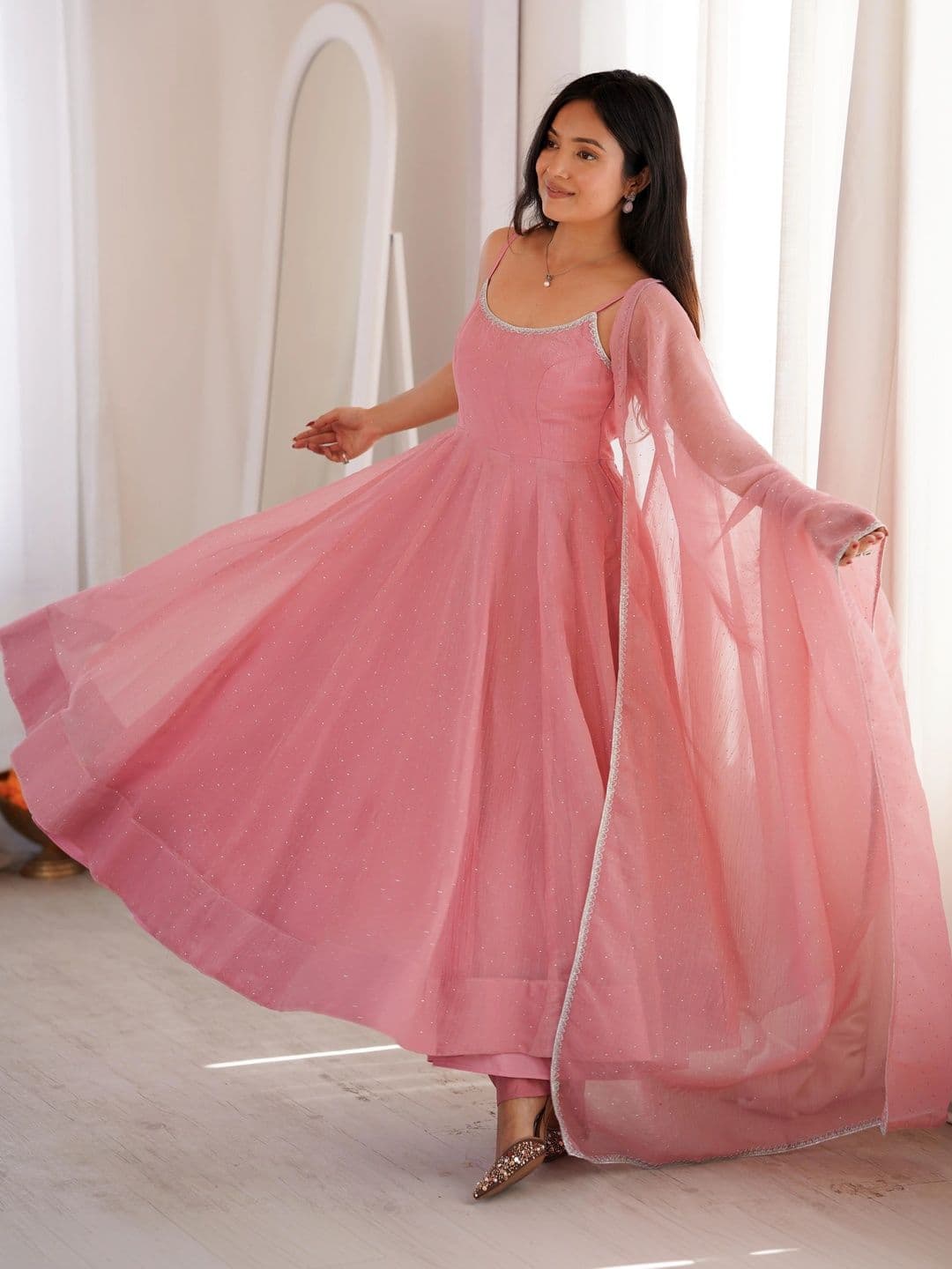 HERE&NOW Women Empire Kurta with Trousers & With Dupatta thumbnail 2