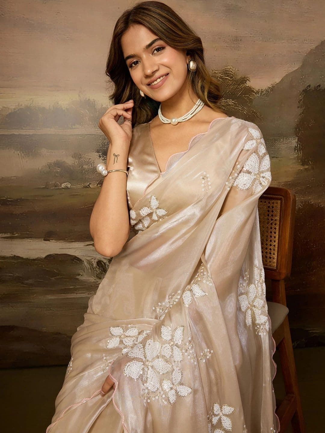 SZN Embellished Embroidered Art Silk Designer Saree thumbnail 4