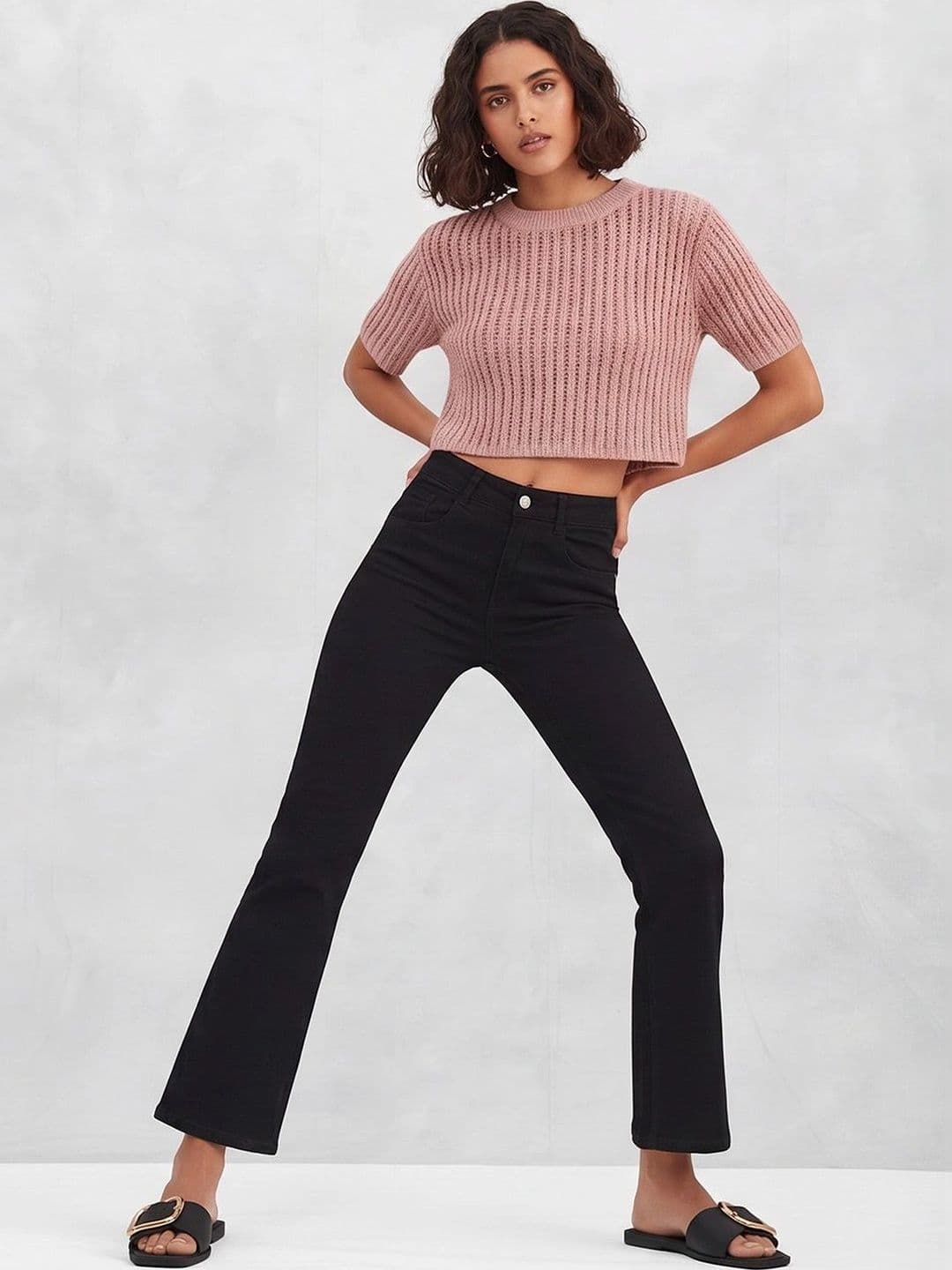 Mast & Harbour Women Bootcut High-Rise Heavy Fade Stretchable Jeans thumbnail 2