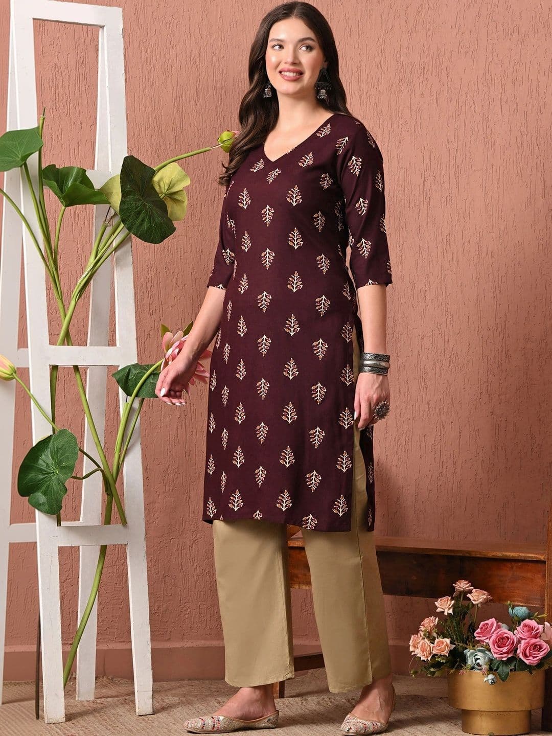 Sangria Women Ethnic Motifs Printed Kurta thumbnail 7