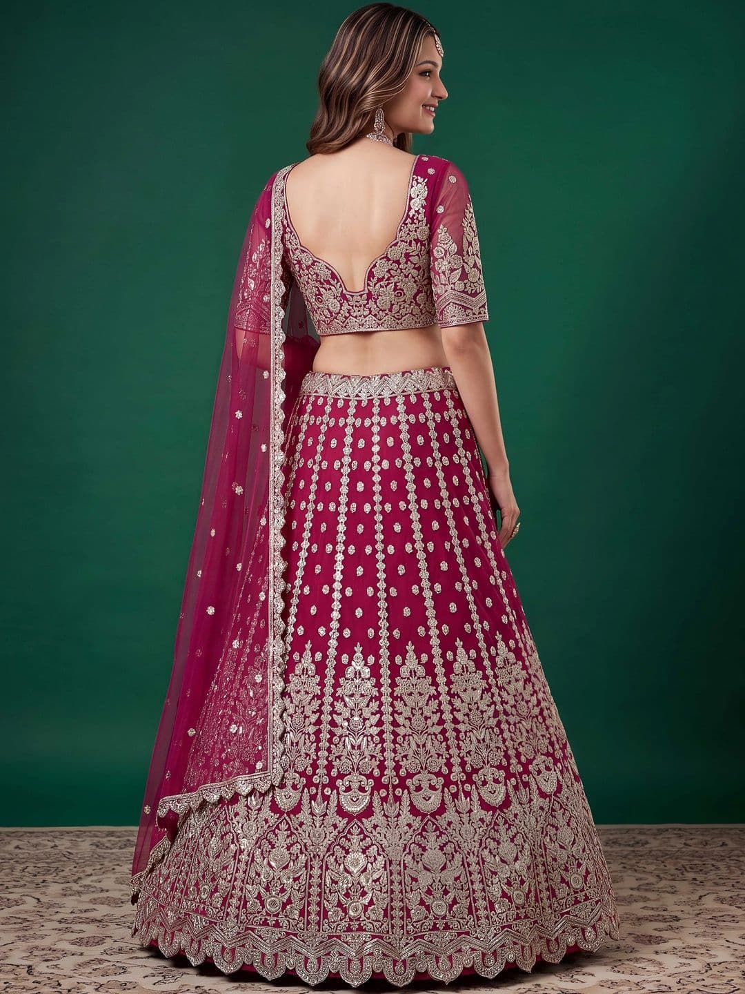 FABPIXEL Embroidered Semi-Stitched Lehenga & Unstitched Blouse With Dupatta thumbnail 5
