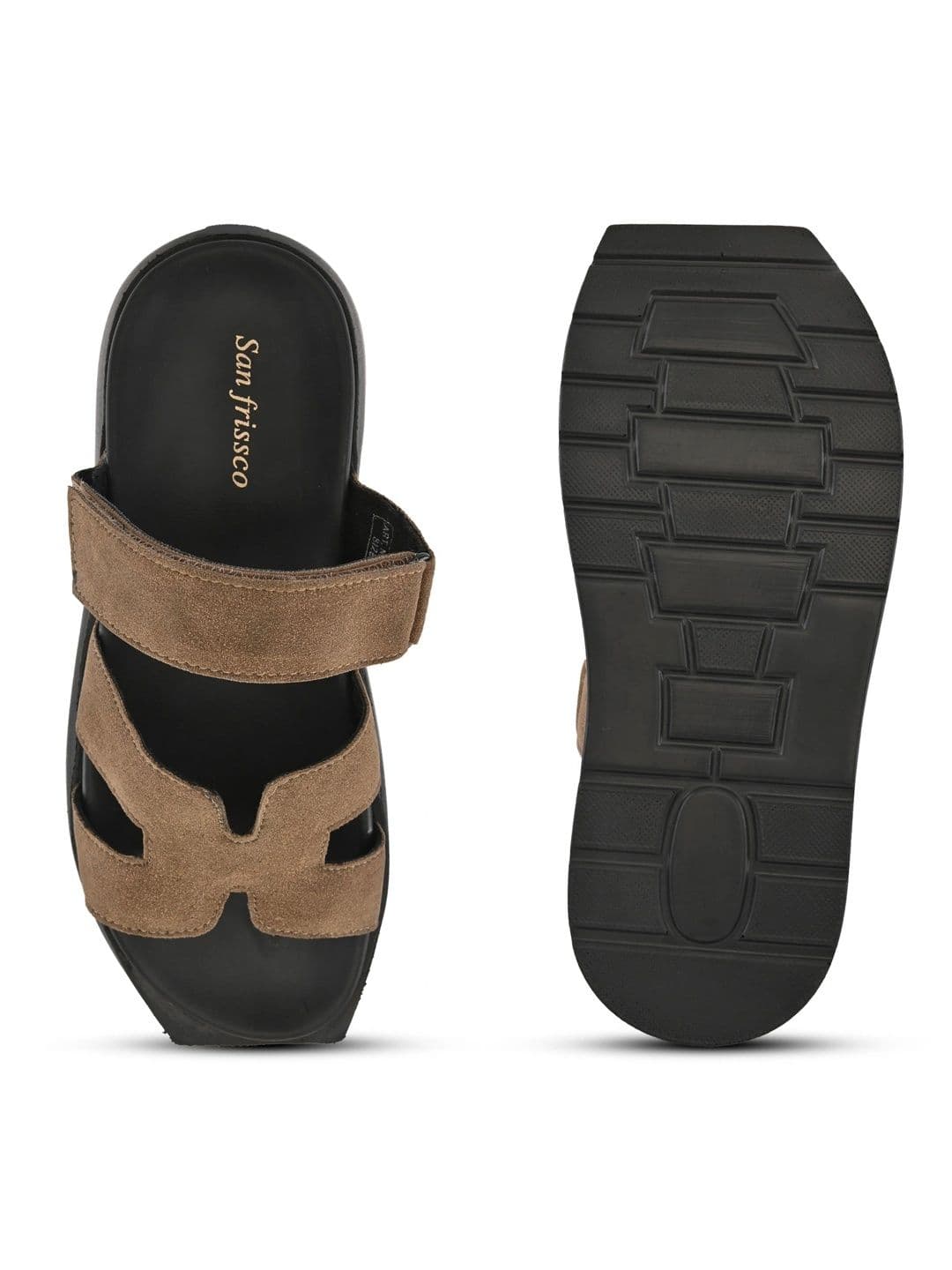 San Frissco Men Beige Casual Wide Strap Sandals with Cushioned Footbed and Chunky Sole thumbnail 6