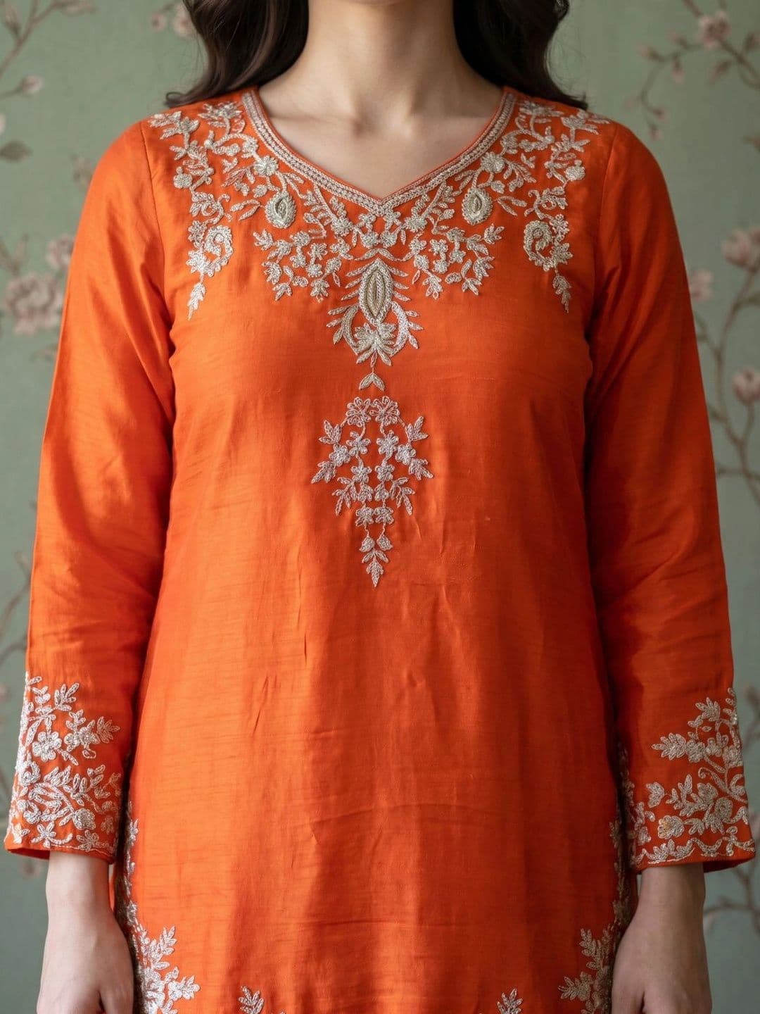 Sangria Women Ethnic Motifs Embroidered Regular Thread Work Kurta with Palazzos & With Dupatta thumbnail 3