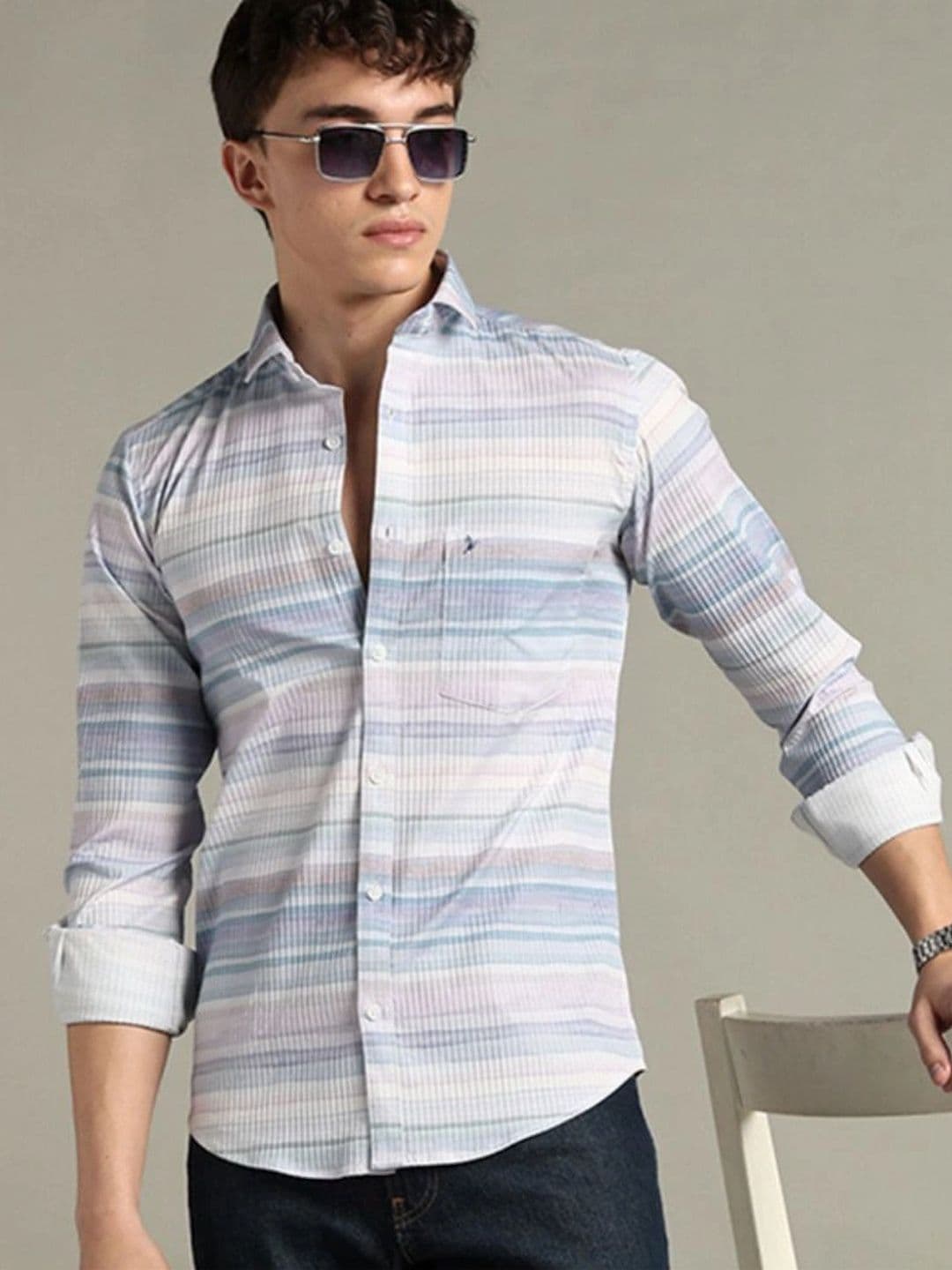 BLUEISLAND Men Comfort Multi Stripes Striped Casual Shirt thumbnail 4