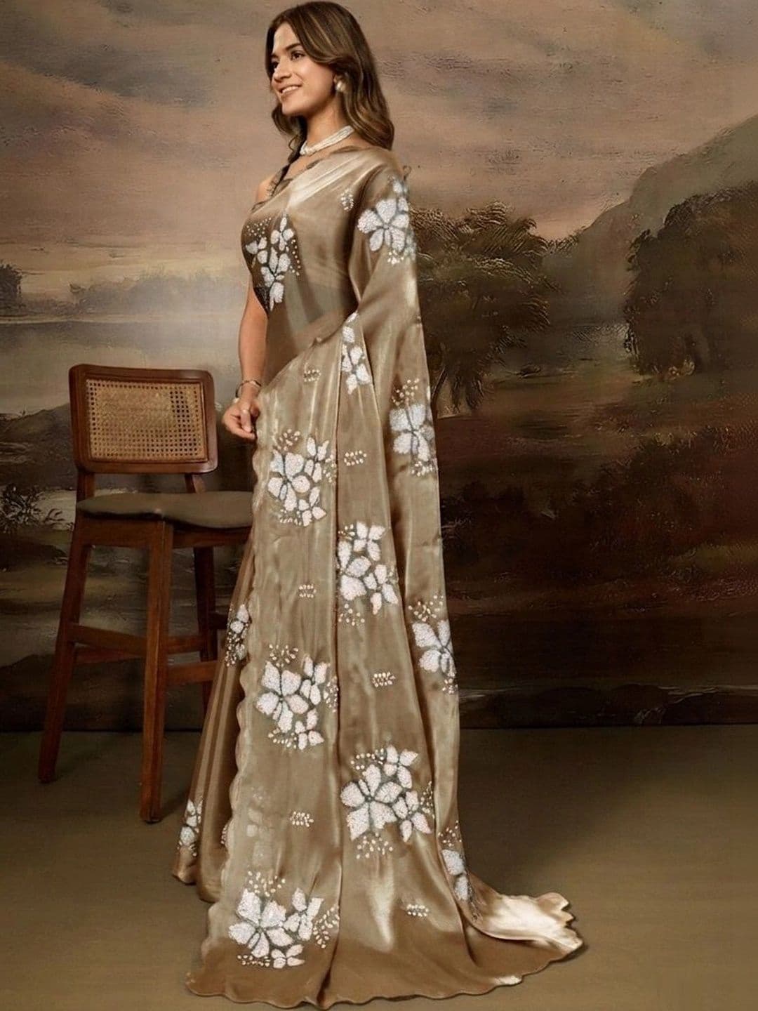 SZN Embellished Embroidered Art Silk Designer Saree thumbnail 3