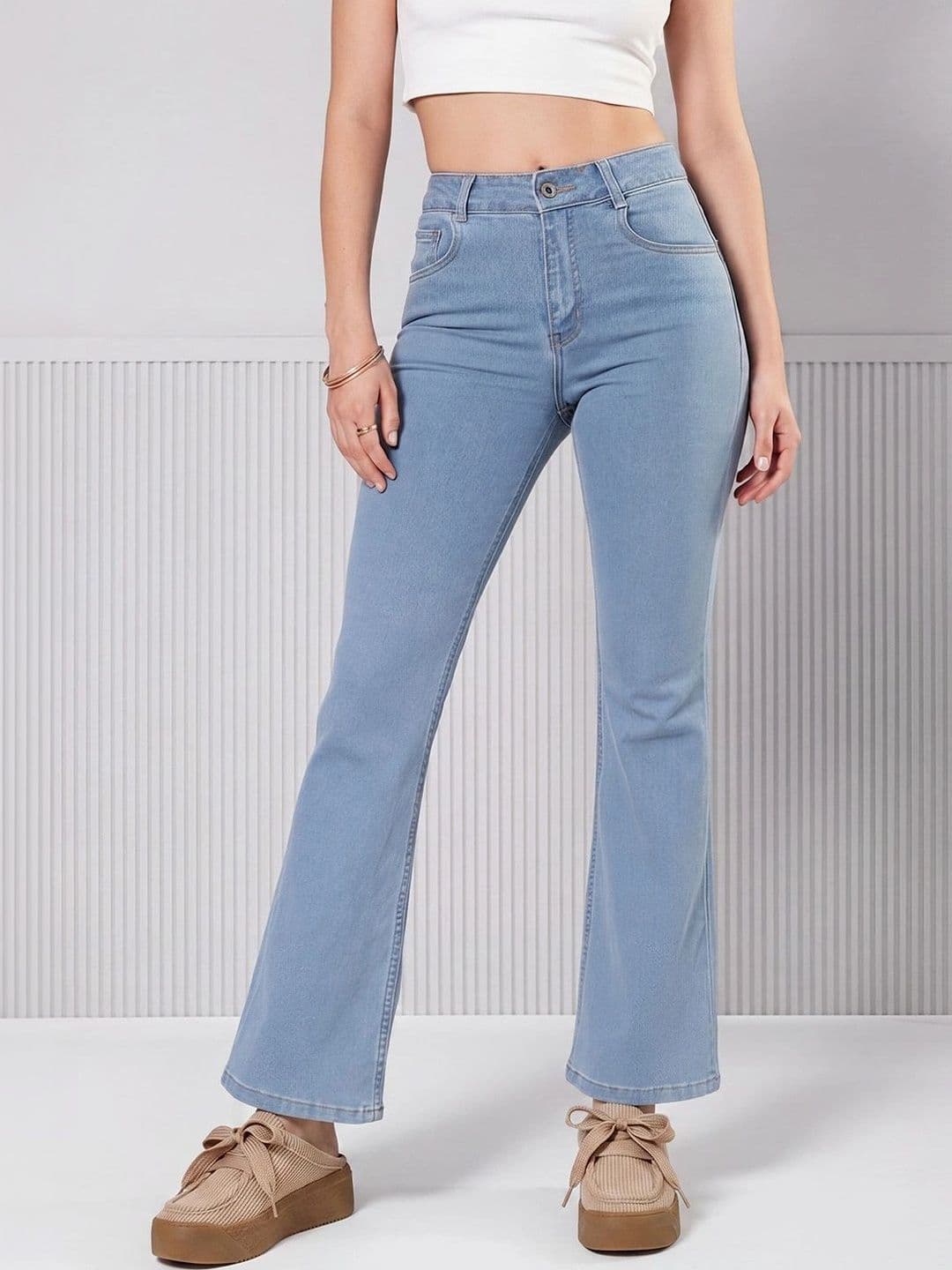 Mast & Harbour Women Bootcut High-Rise Heavy Fade Stretchable Jeans - view 1
