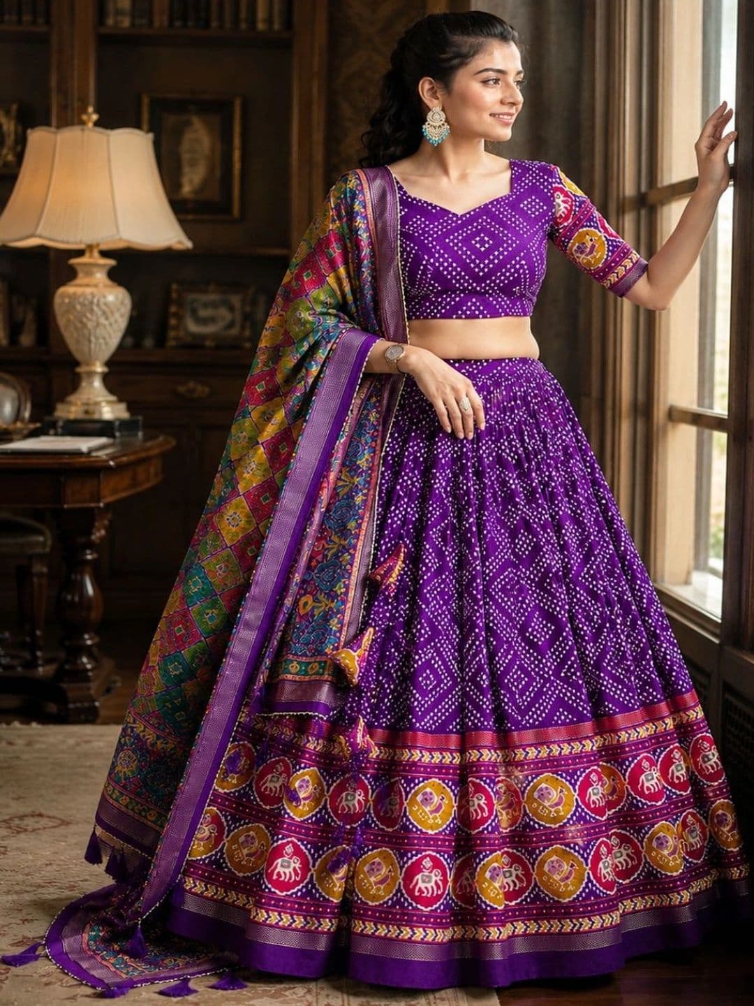 House of Pataudi Printed Semi-Stitched Lehenga & Unstitched Blouse With Dupatta thumbnail 2