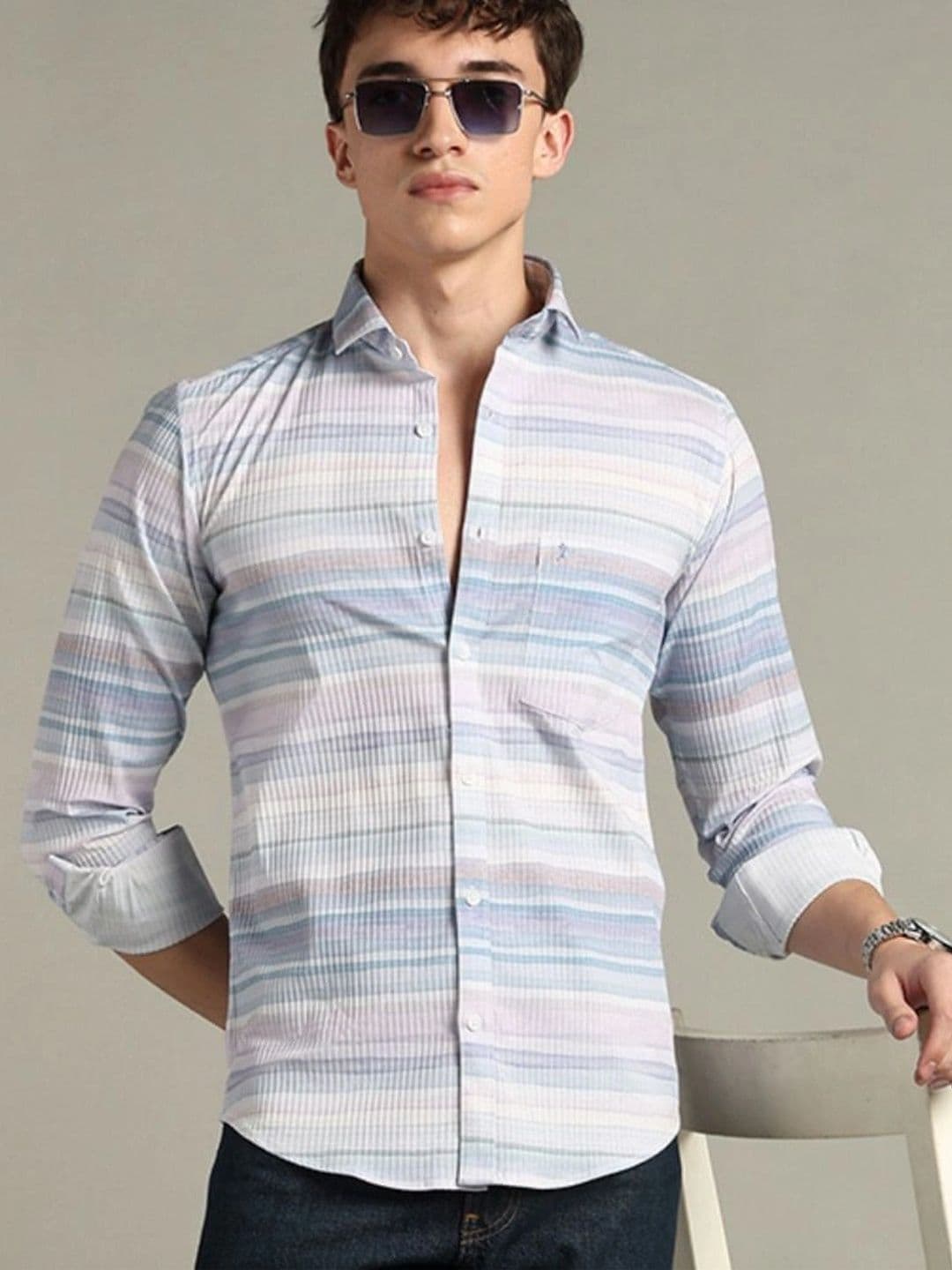 BLUEISLAND Men Comfort Multi Stripes Striped Casual Shirt thumbnail 5