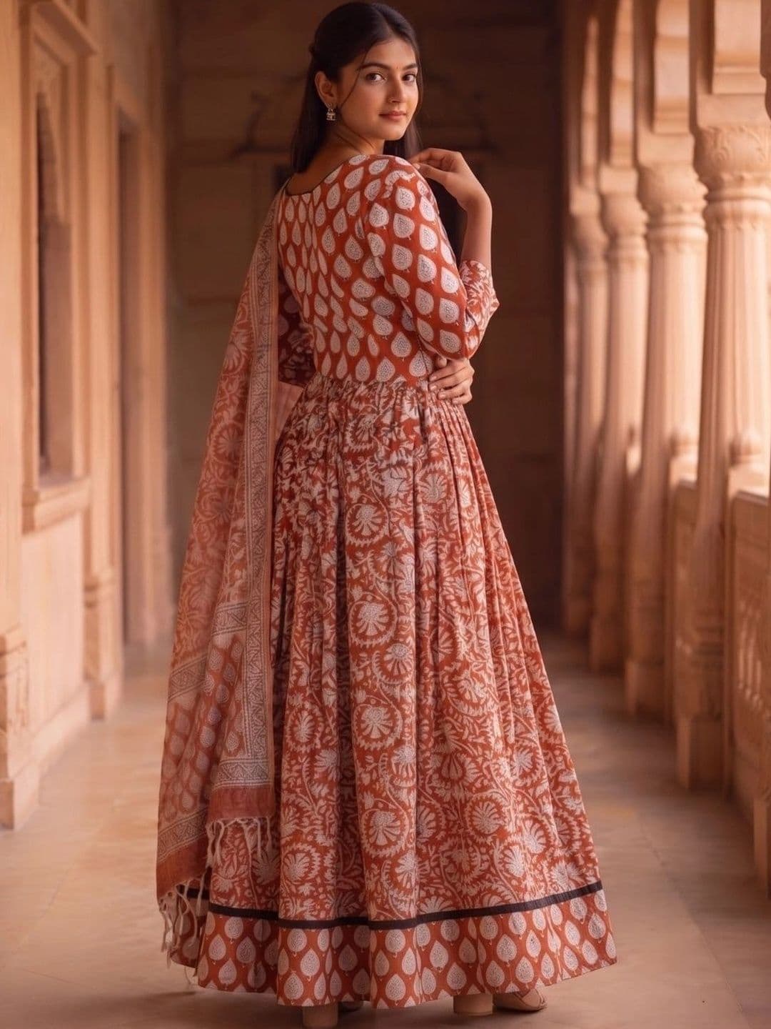 Avishya Printed Block Print Ready to Wear Lehenga & Blouse With Dupatta thumbnail 6