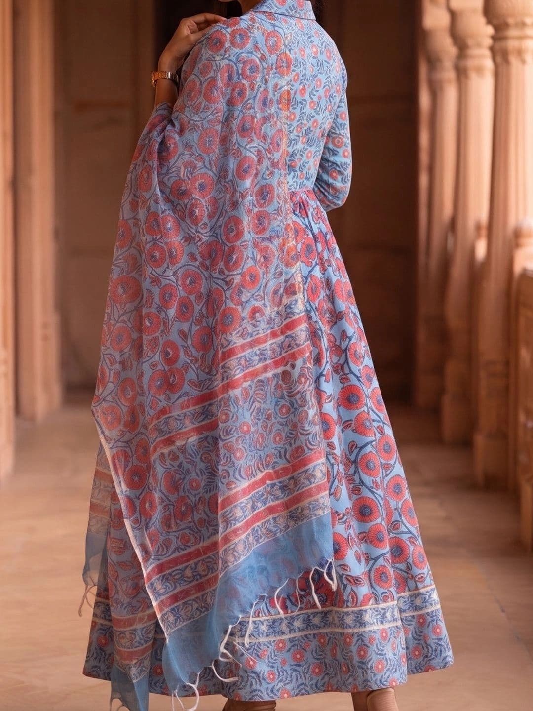 Avishya Printed Block Print Ready to Wear Lehenga & Blouse With Dupatta thumbnail 4