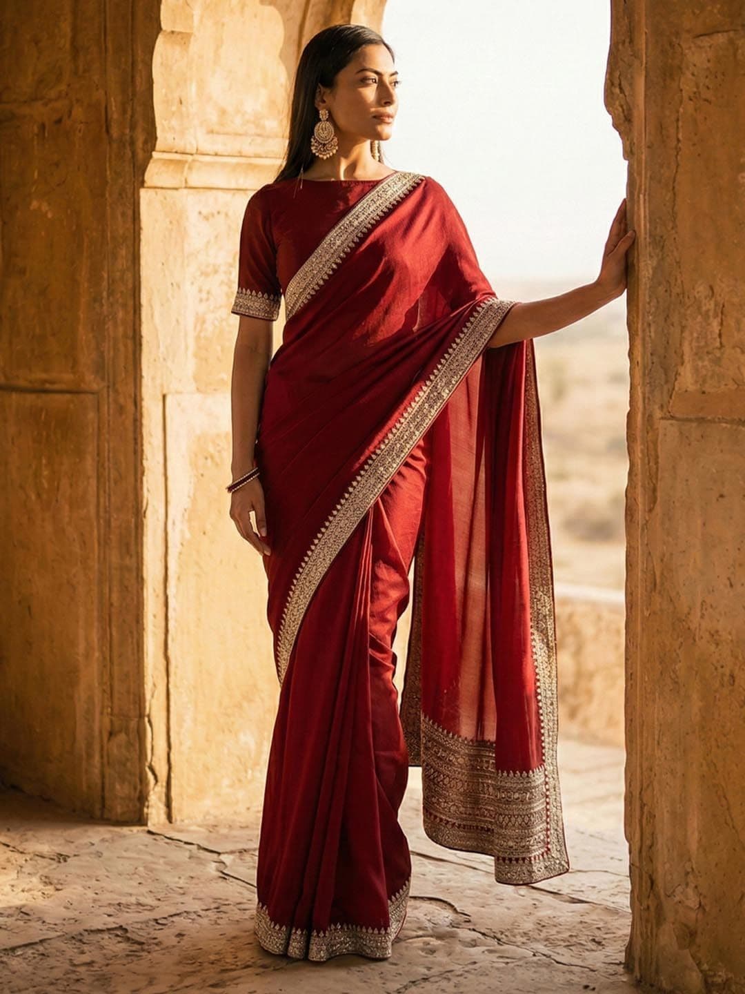 kasee Embellished Zari Silk Blend Heavy Work Saree thumbnail 2