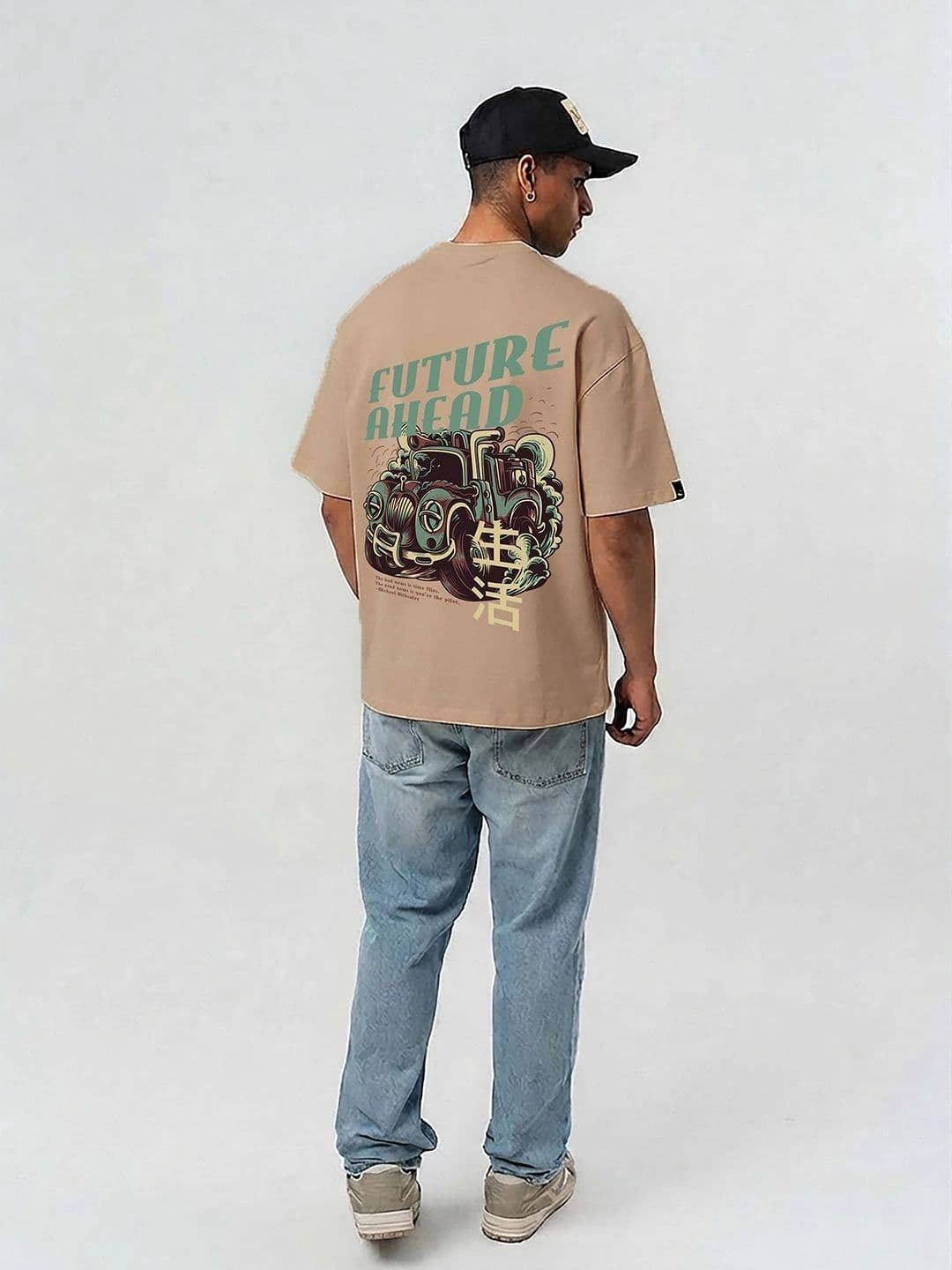 Mast & Harbour Men Printed Drop-Shoulder Sleeves T-shirt thumbnail 2