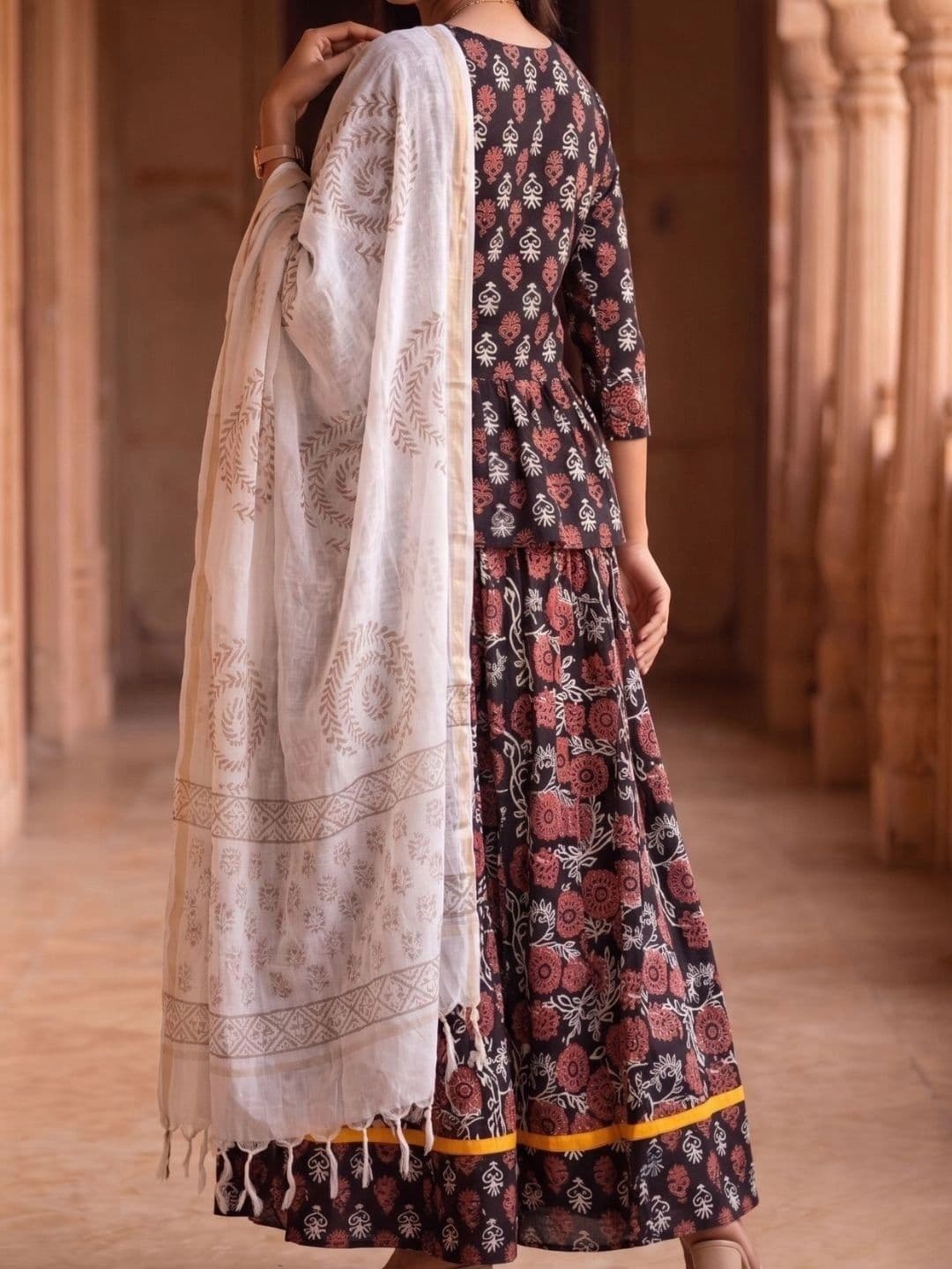 Avishya Printed Block Print Ready to Wear Lehenga & Blouse With Dupatta thumbnail 7