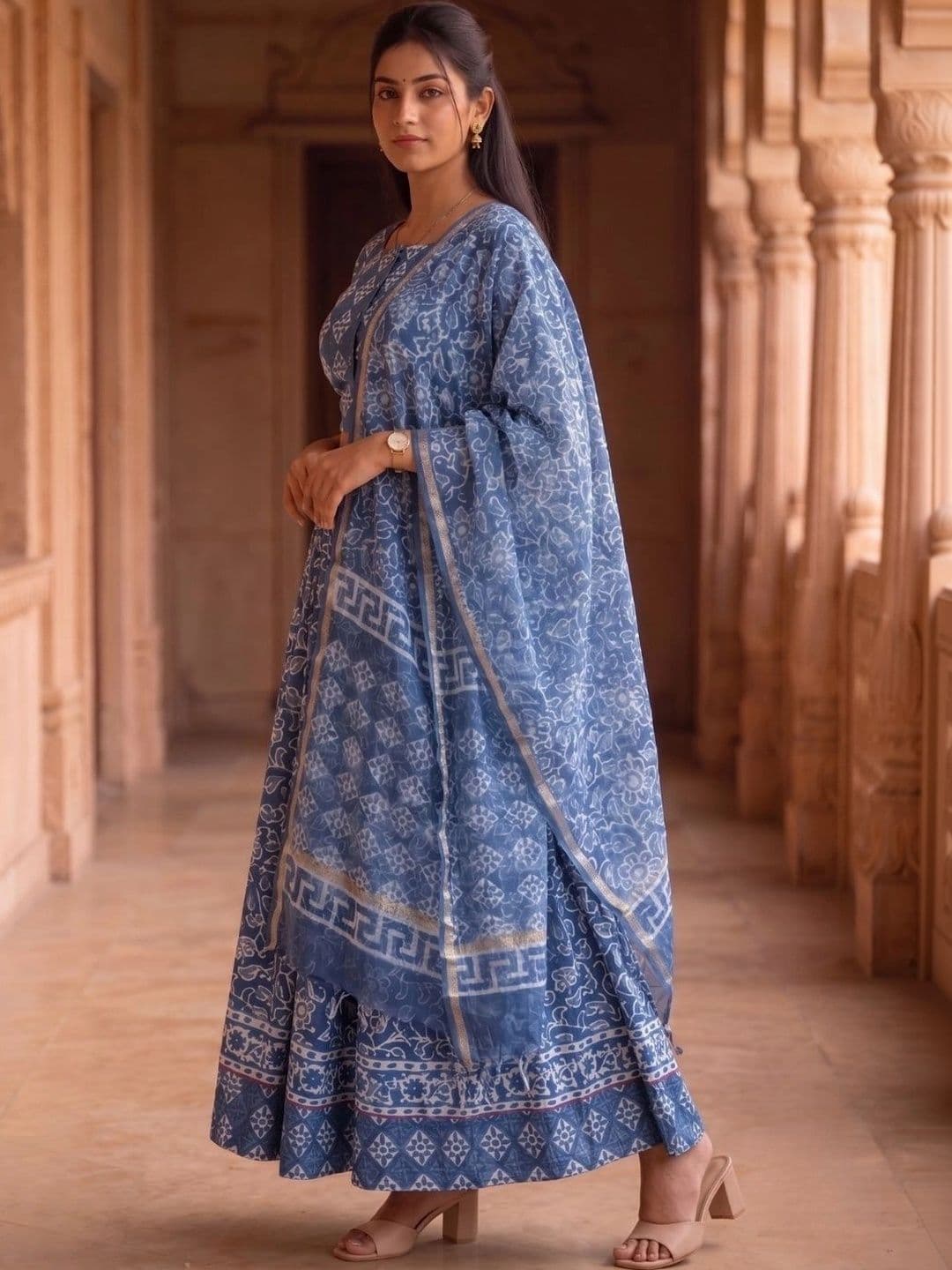 Avishya Printed Block Print Ready to Wear Lehenga & Blouse With Dupatta thumbnail 4