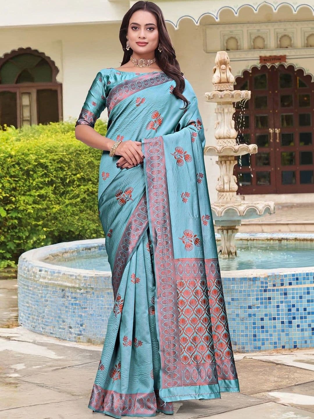 KALINI Woven Design Zari Silk Blend Saree - view 1