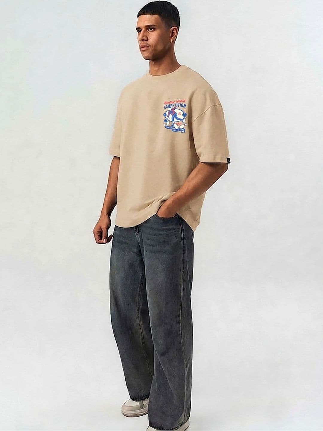 Mast & Harbour Men Sports Printed Drop-Shoulder Sleeves T-shirt thumbnail 2
