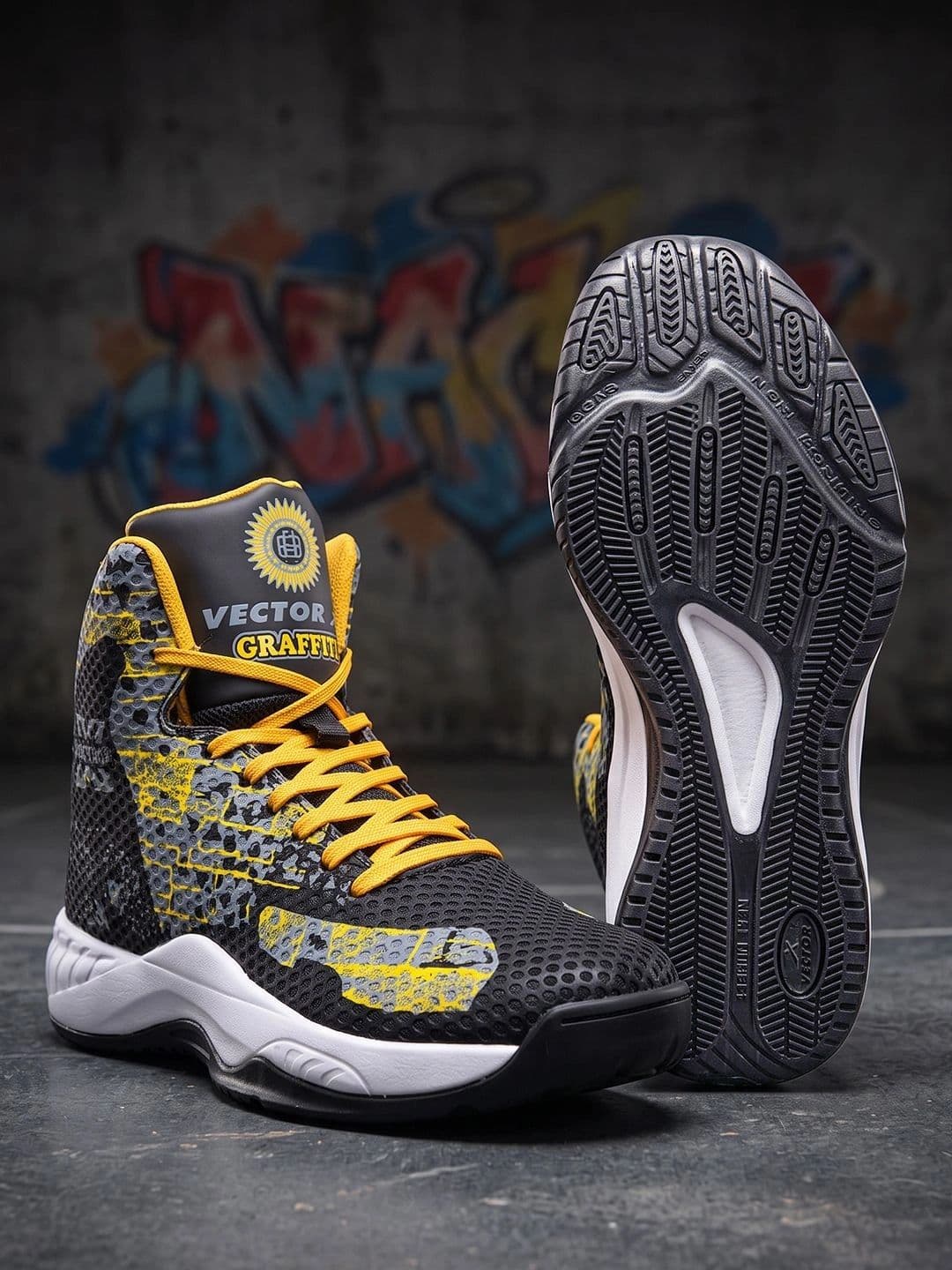 VECTOR X Graffiti Texture TPU Eva Rubber Sole Indoor Outdoor Lace Up Basketball Shoes - view 1