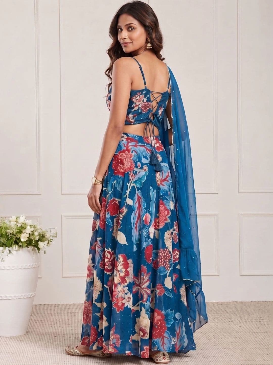 Biba Printed Ready to Wear Lehenga & Blouse With Dupatta thumbnail 2