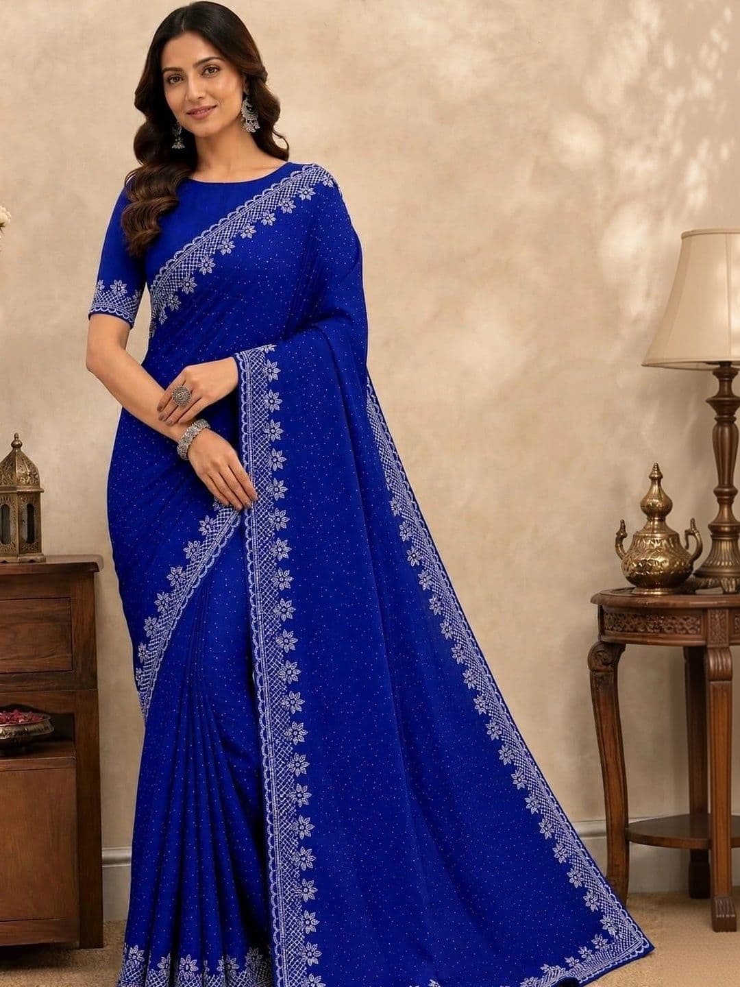 KALINI Embellished Sequinned Silk Blend Bhagalpuri Saree - view 1