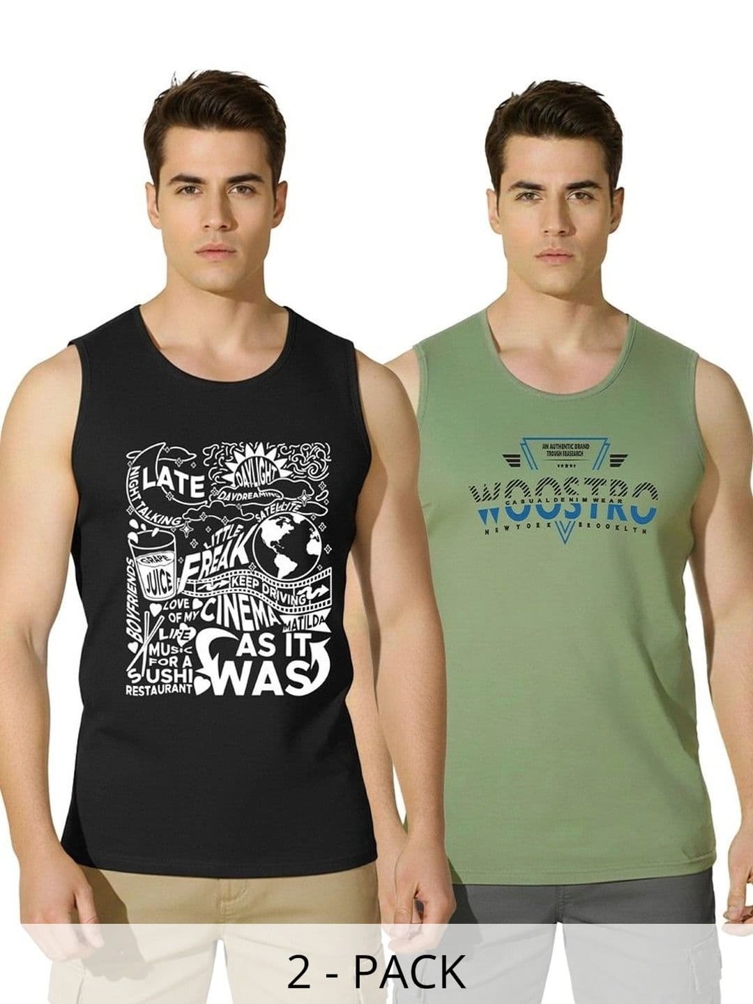 SKY HARBOAR Pack of 2 Men Typography Printed T-shirt - view 1