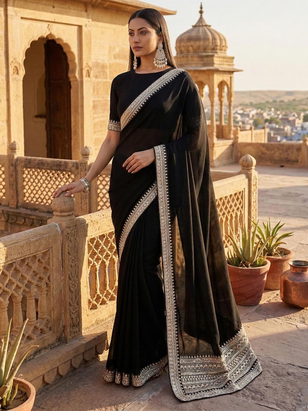 kasee Embellished Embroidered Silk Blend Heavy Work Saree thumbnail 6