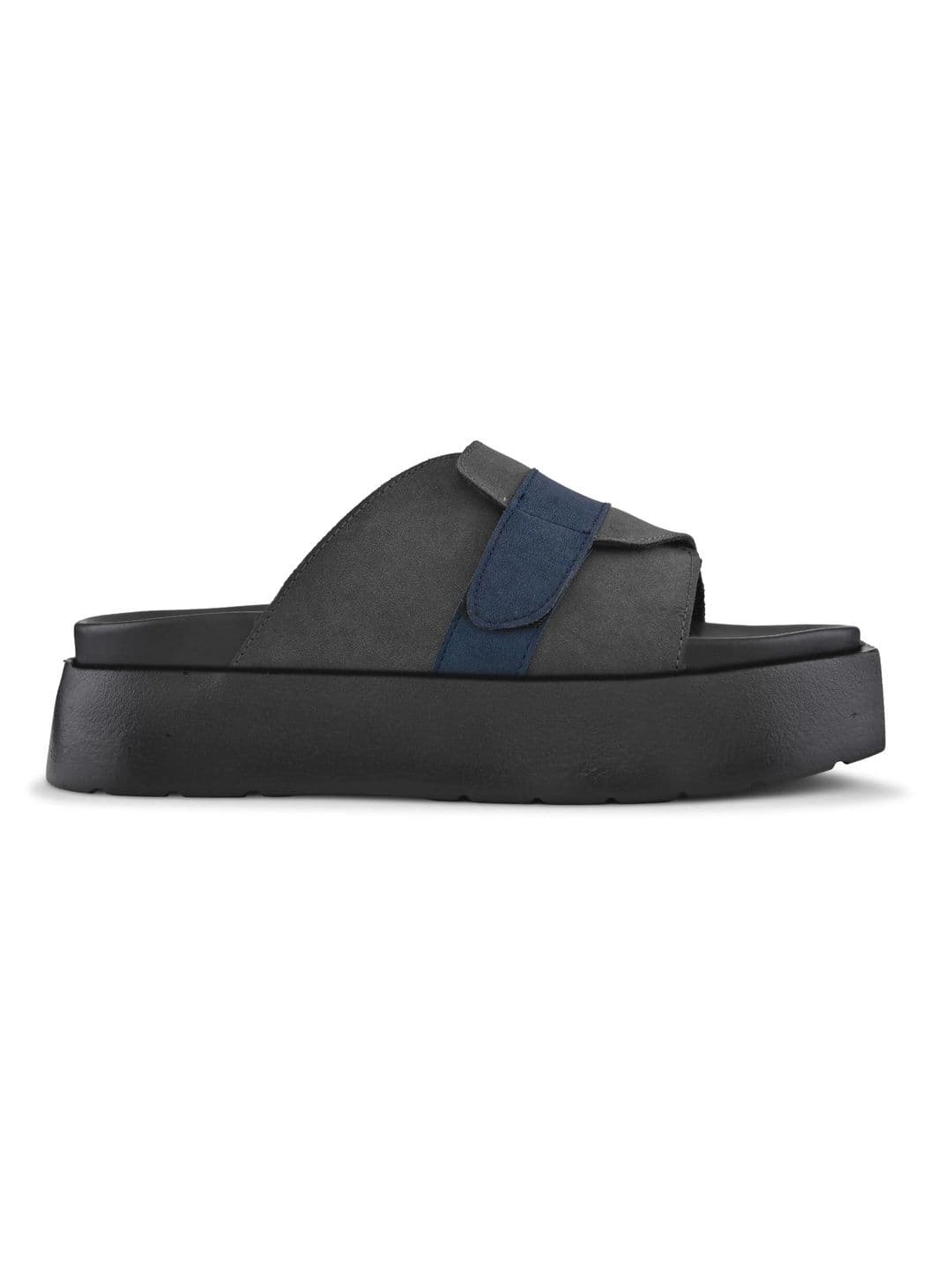 San Frissco Men Grey Suede Wide Strap Sandals with Cushioned Footbed & Chunky Sole thumbnail 4