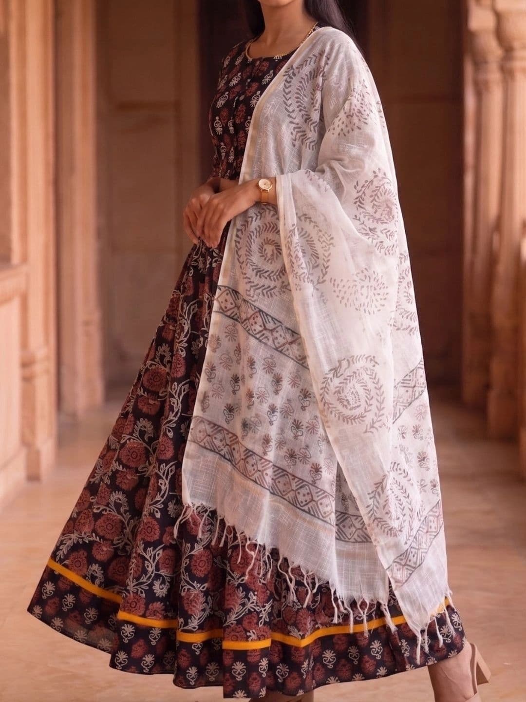 Avishya Printed Block Print Ready to Wear Lehenga & Blouse With Dupatta thumbnail 7