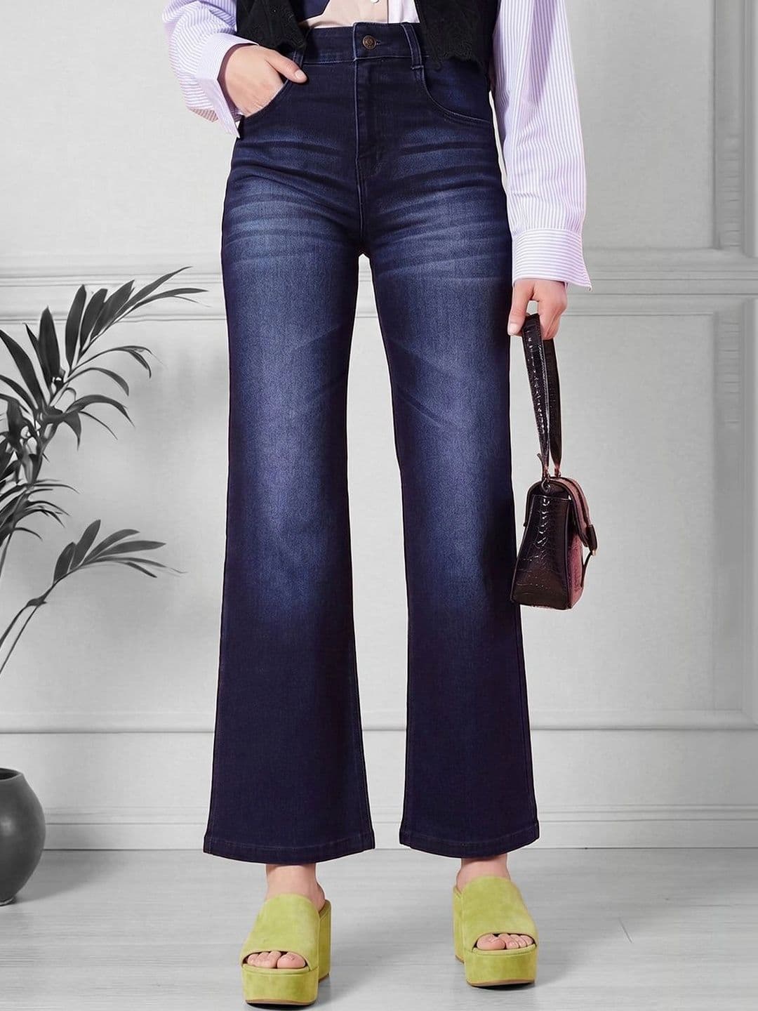 Mast & Harbour Women's Navy blue Bootcut Mid rise Regular Stretchable Denim Jeans - view 1