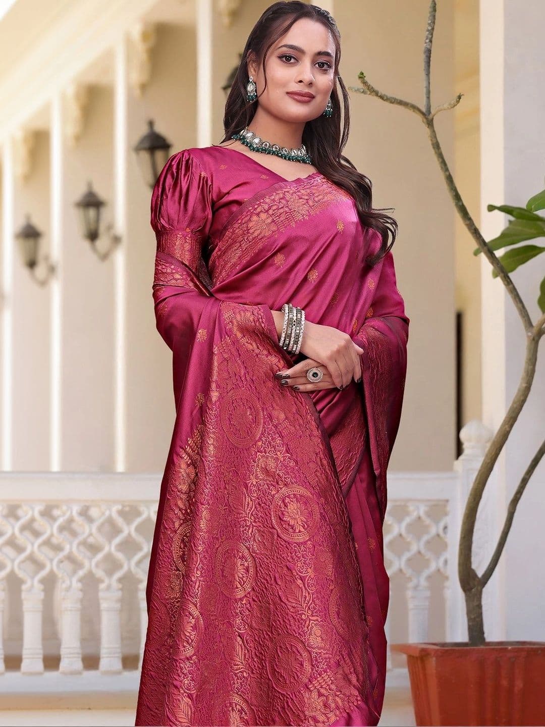 KALINI Woven Design Zari Silk Blend Saree thumbnail 4