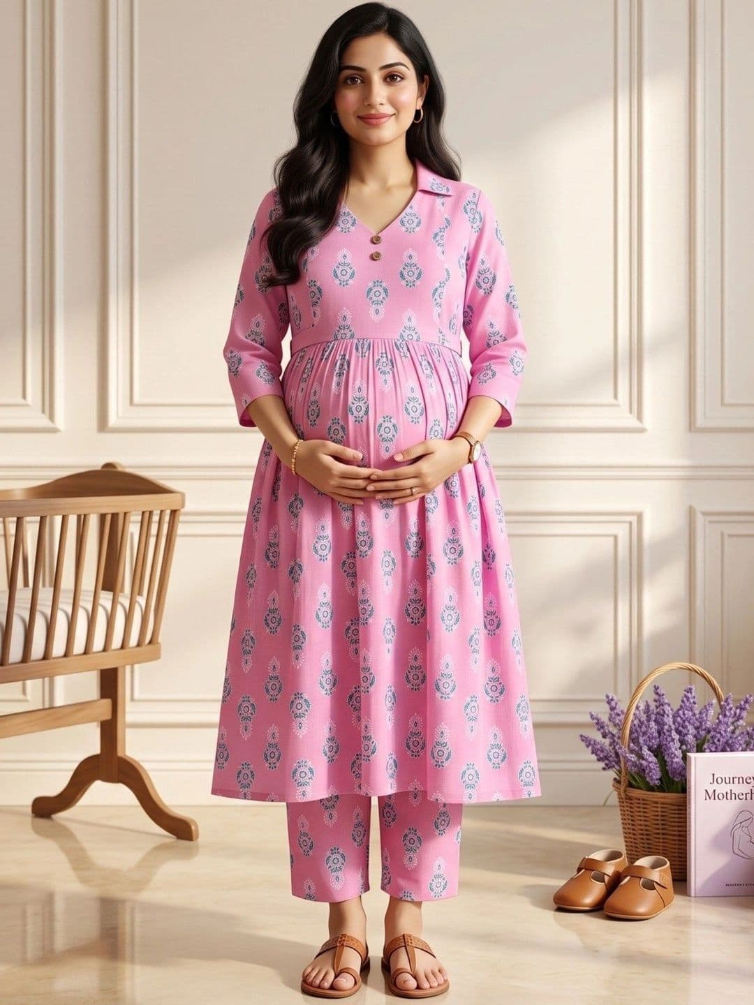DUMMY SHAPE Women Ethnic Motifs Printed Empire Kurta with Trousers - view 1