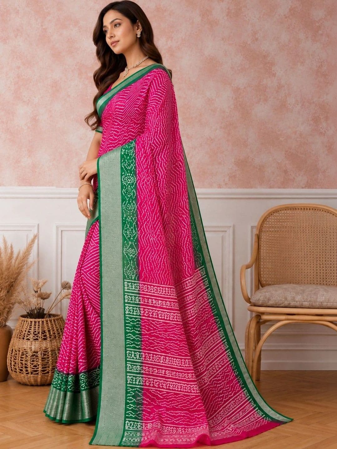 all about you Bandhani Silk Blend Designer Saree thumbnail 5