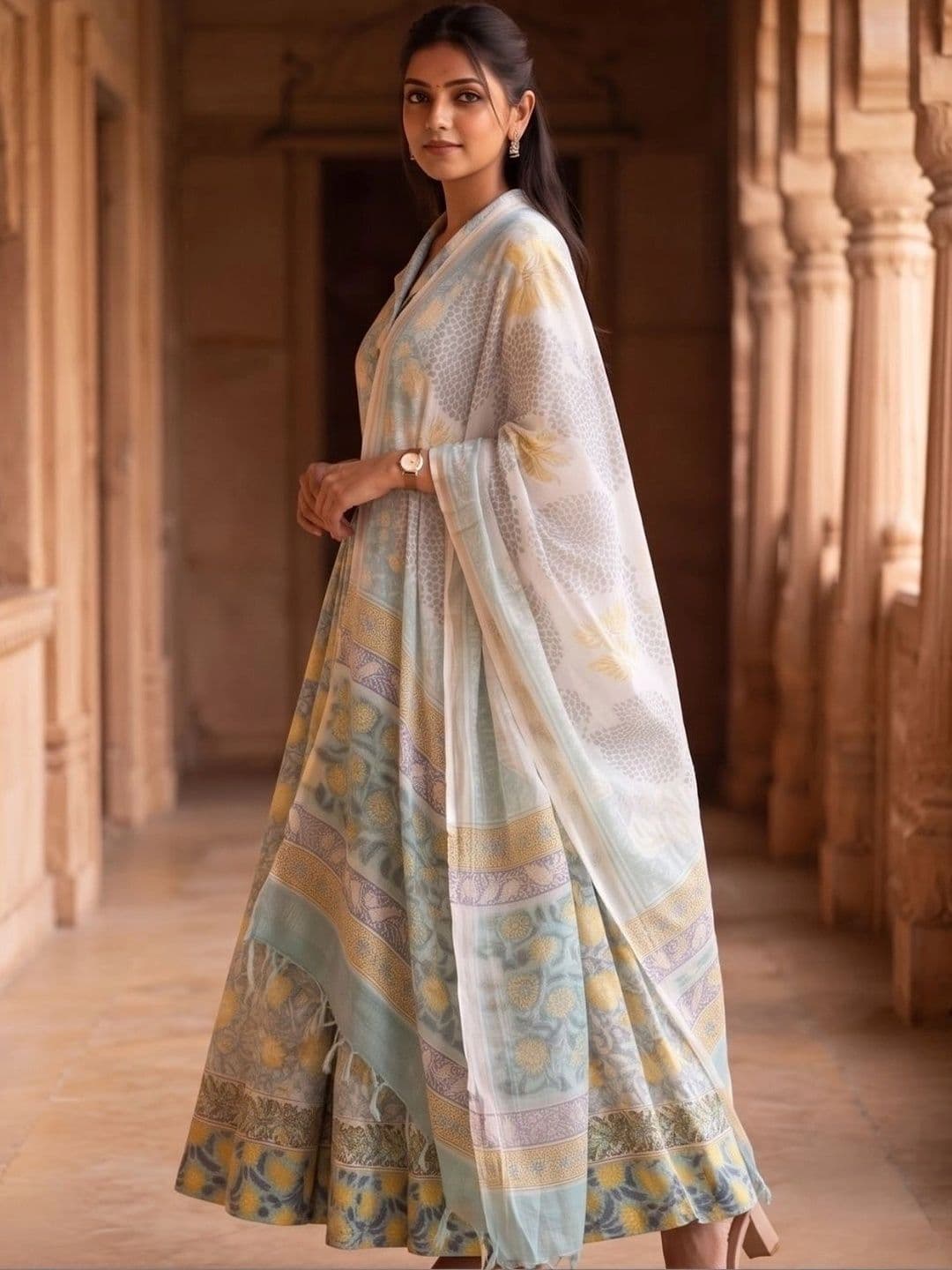 Avishya Printed Block Print Ready to Wear Lehenga & Blouse With Dupatta thumbnail 2