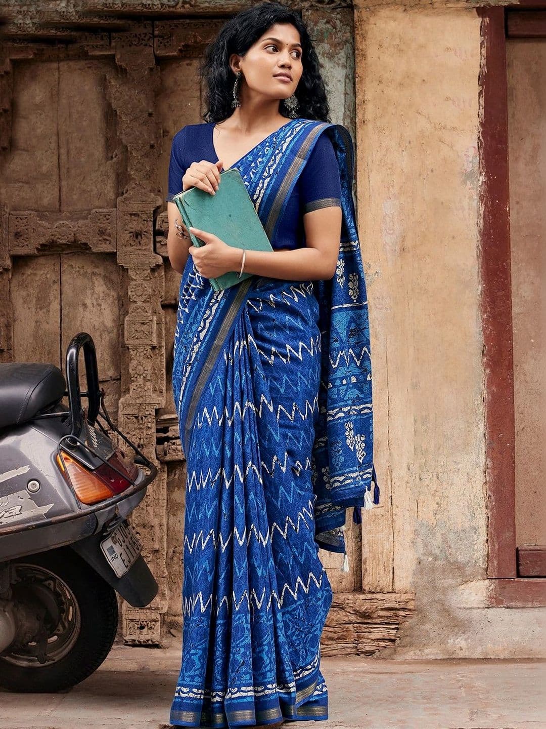 Mitera Designer Block Print Saree - view 1