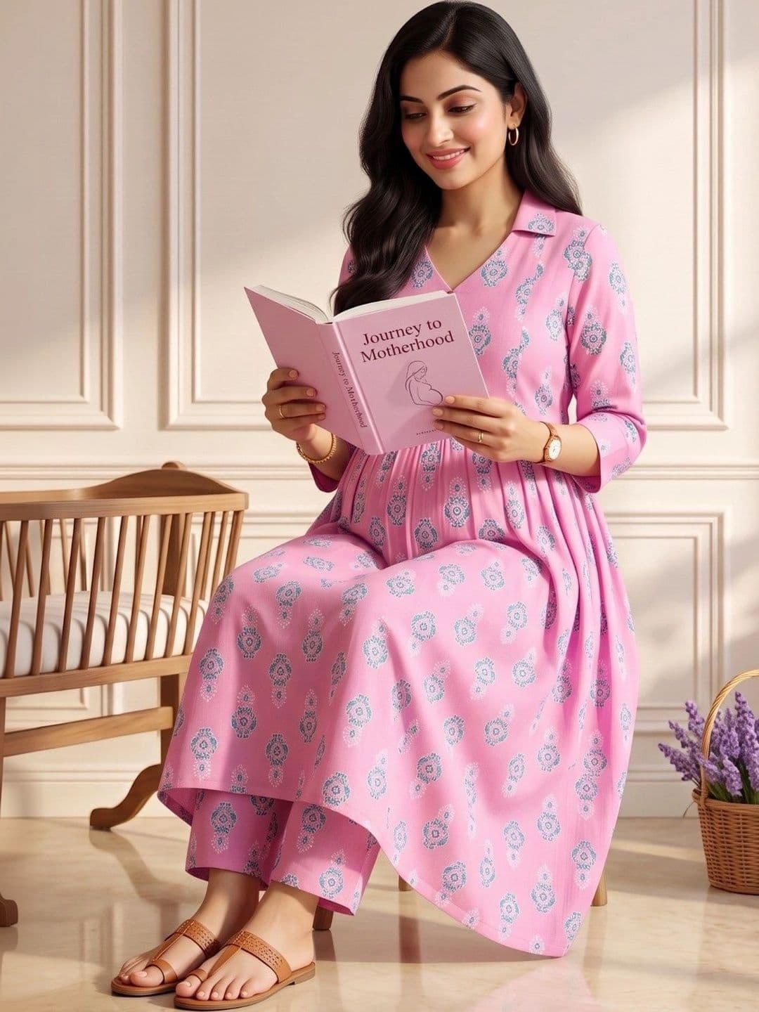 DUMMY SHAPE Women Ethnic Motifs Printed Empire Kurta with Trousers thumbnail 5