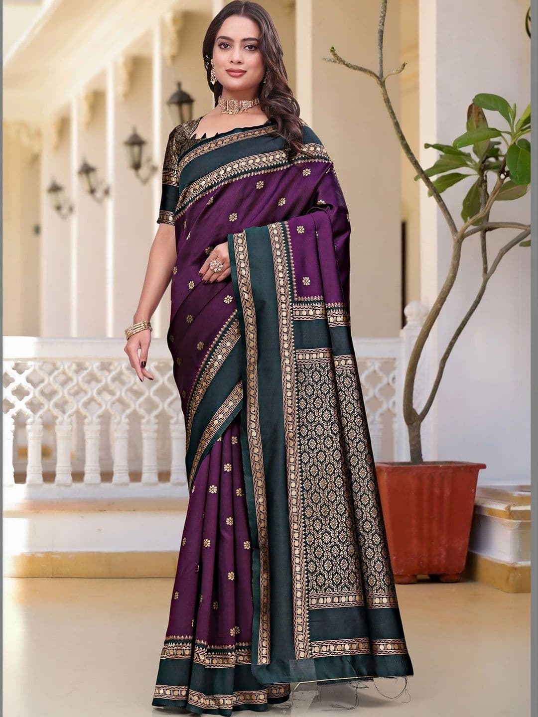 KALINI Woven Design Zari Silk Blend Saree - view 1
