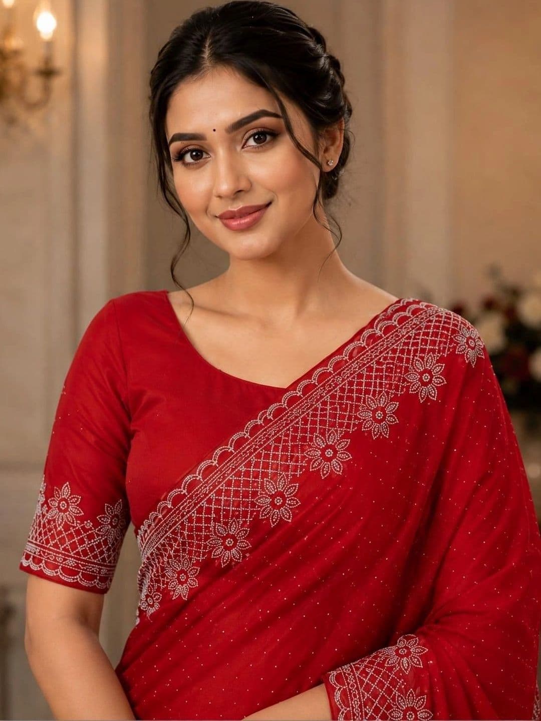 KALINI Floral Embroidered Silk Blend Bhagalpuri Saree thumbnail 7