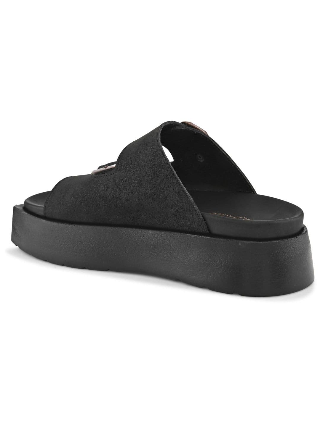 San Frissco Men Black Suede Double Buckle Sandals with Cushioned Footbed & Chunky Sole thumbnail 6