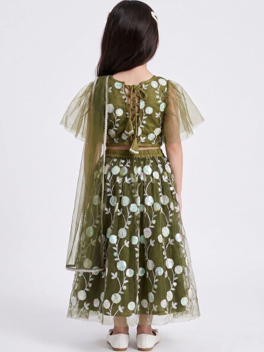 Bella Moda Girls Embellished Sequinned Ready to Wear Lehenga & Blouse With Dupatta thumbnail 3
