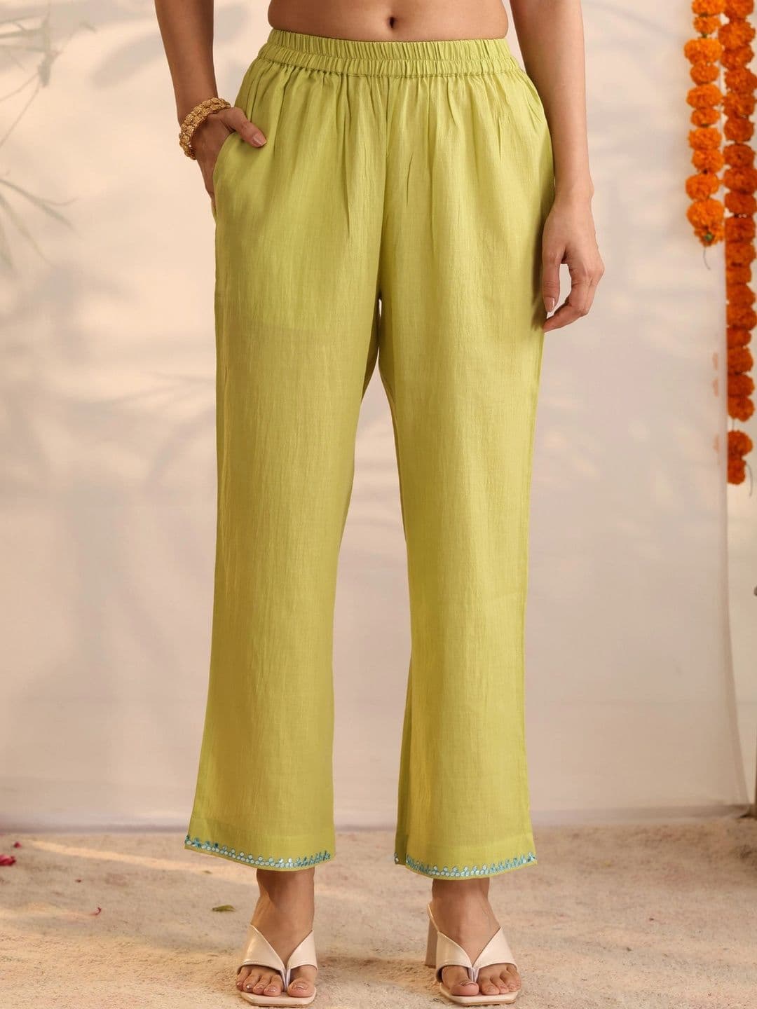 Khushal K Women Empire Thread Work Pure Cotton Kurta with Palazzos & With Dupatta thumbnail 2