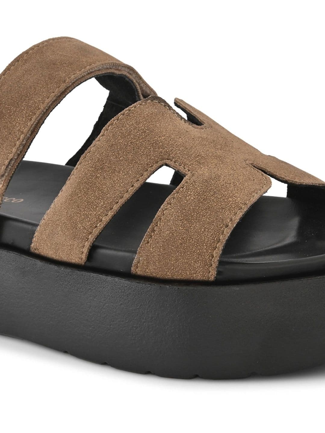 San Frissco Men Beige Casual Wide Strap Sandals with Cushioned Footbed and Chunky Sole thumbnail 4