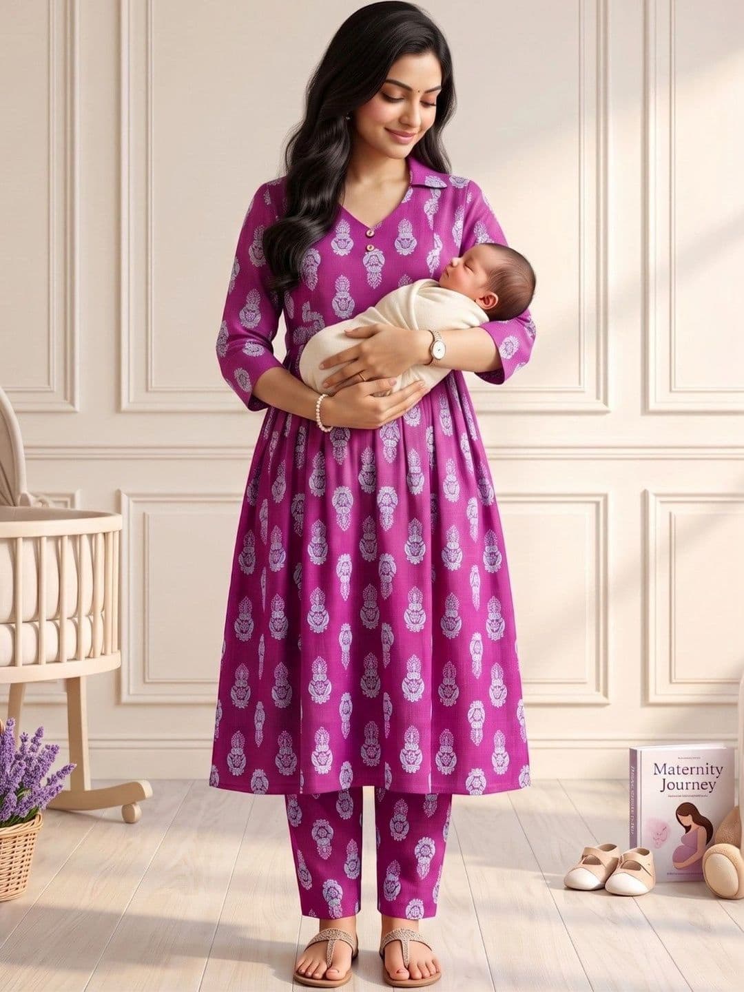 DUMMY SHAPE Women Ethnic Motifs Printed Empire Kurta with Trousers thumbnail 7