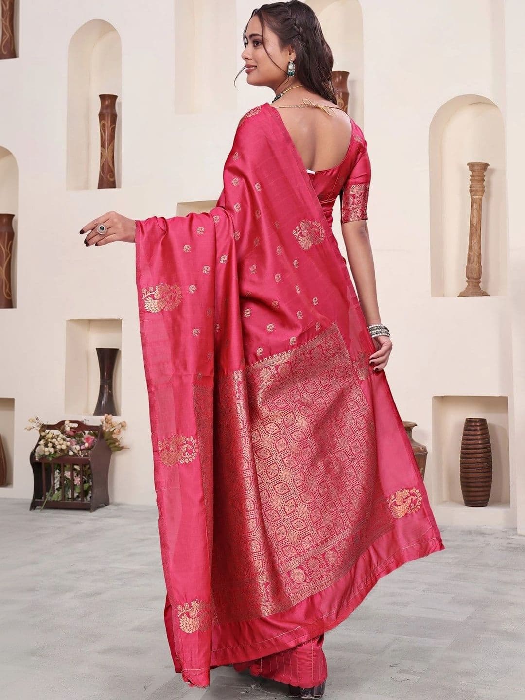 KALINI Woven Design Zari Silk Blend Saree thumbnail 3