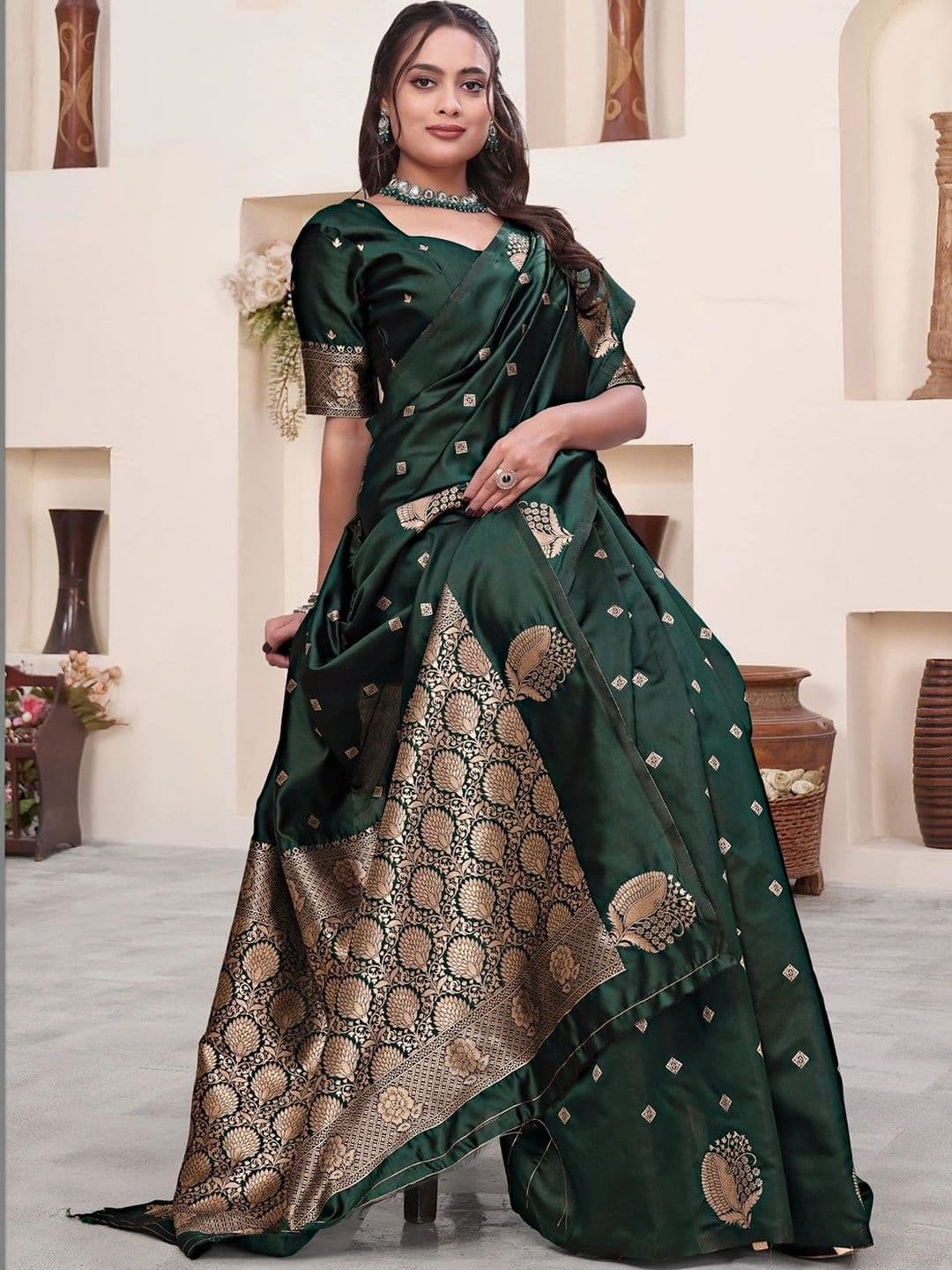 KALINI Woven Design Zari Silk Blend Saree thumbnail 7