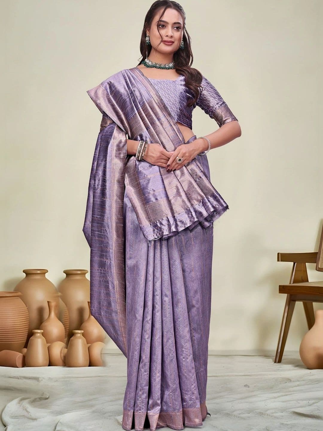 KALINI Woven Design Zari Silk Blend Saree thumbnail 7